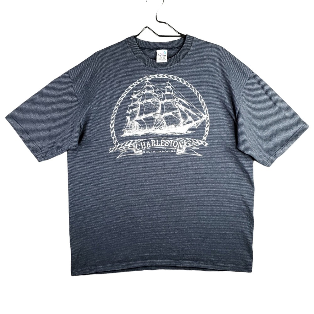 Vtg 1990 Charleston South Carolina Shirt Mens Large Blue Graphic USA MADE